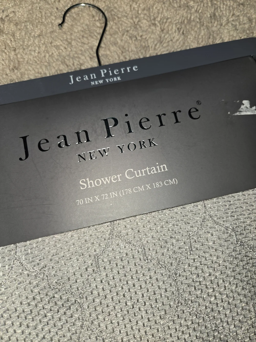 Jean Pierre New York Metallic Sparkle Geometric Shower Curtain Grey 70x72 NWT
